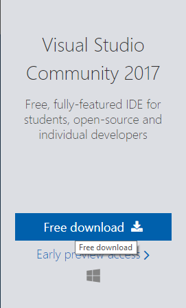 Visual Studio 2017 Download Button